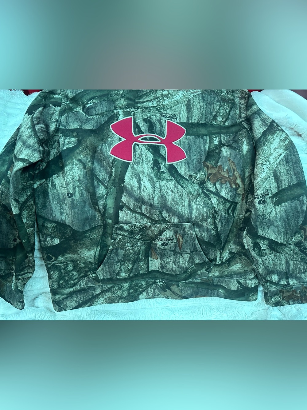Under Armour Camo Hoodie with Pink Logo